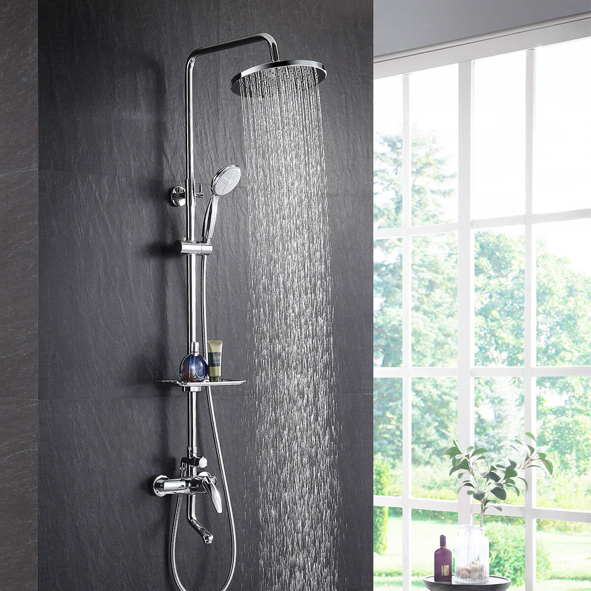 Душевая система "linara " lm0462c  верх. душ "тропич. дождь", регулир. стойка (1/2) "lemark"