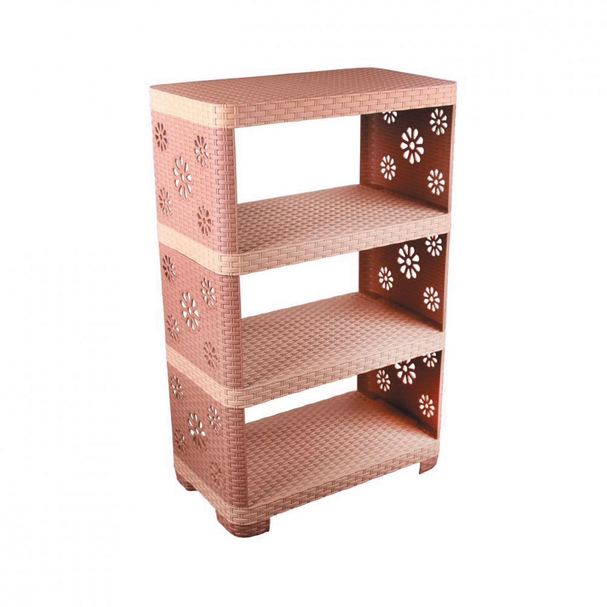 Этажерка пласт. "плетенка" №2  4 секции (какао) (1) "альтернатива" м2552