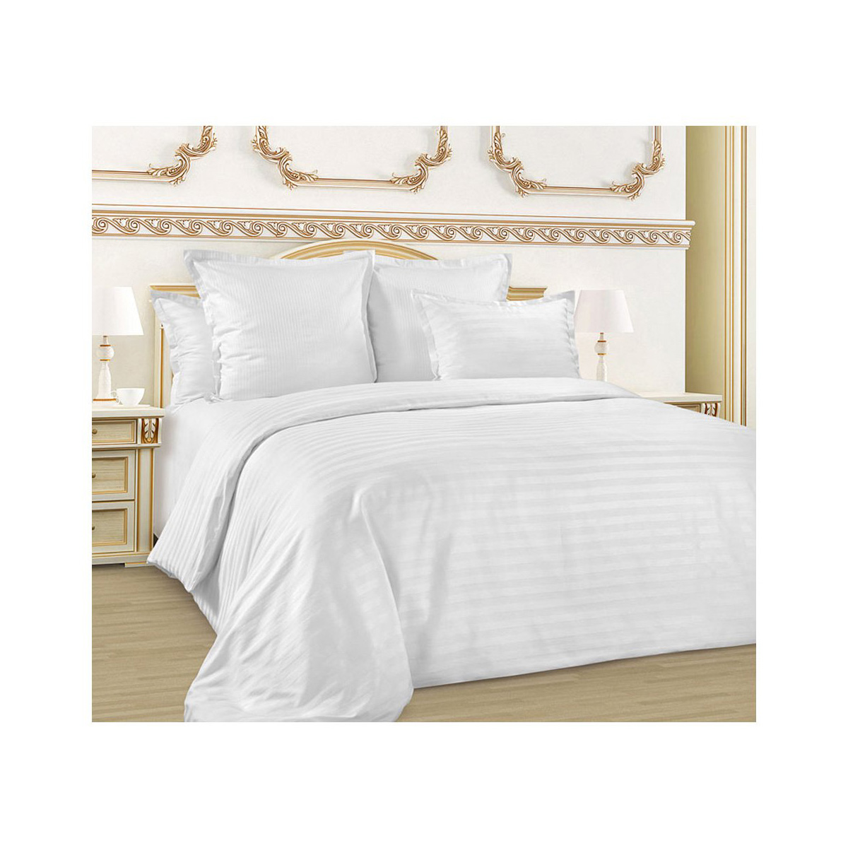 Простыня "stripe" 200*220 см (белый) (1/12) "sonnet"