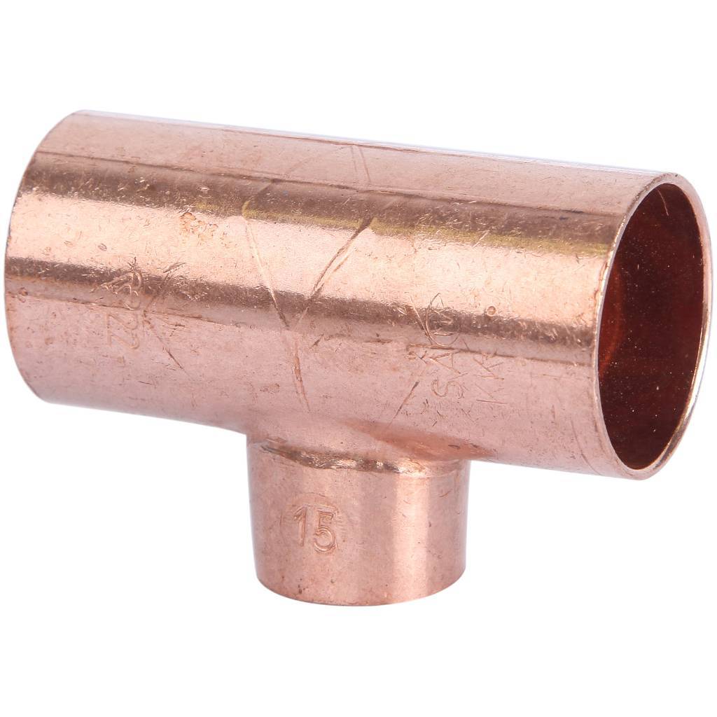 Тройник переходной 22х15х22 мм медный под пайку SANHA 15130221522