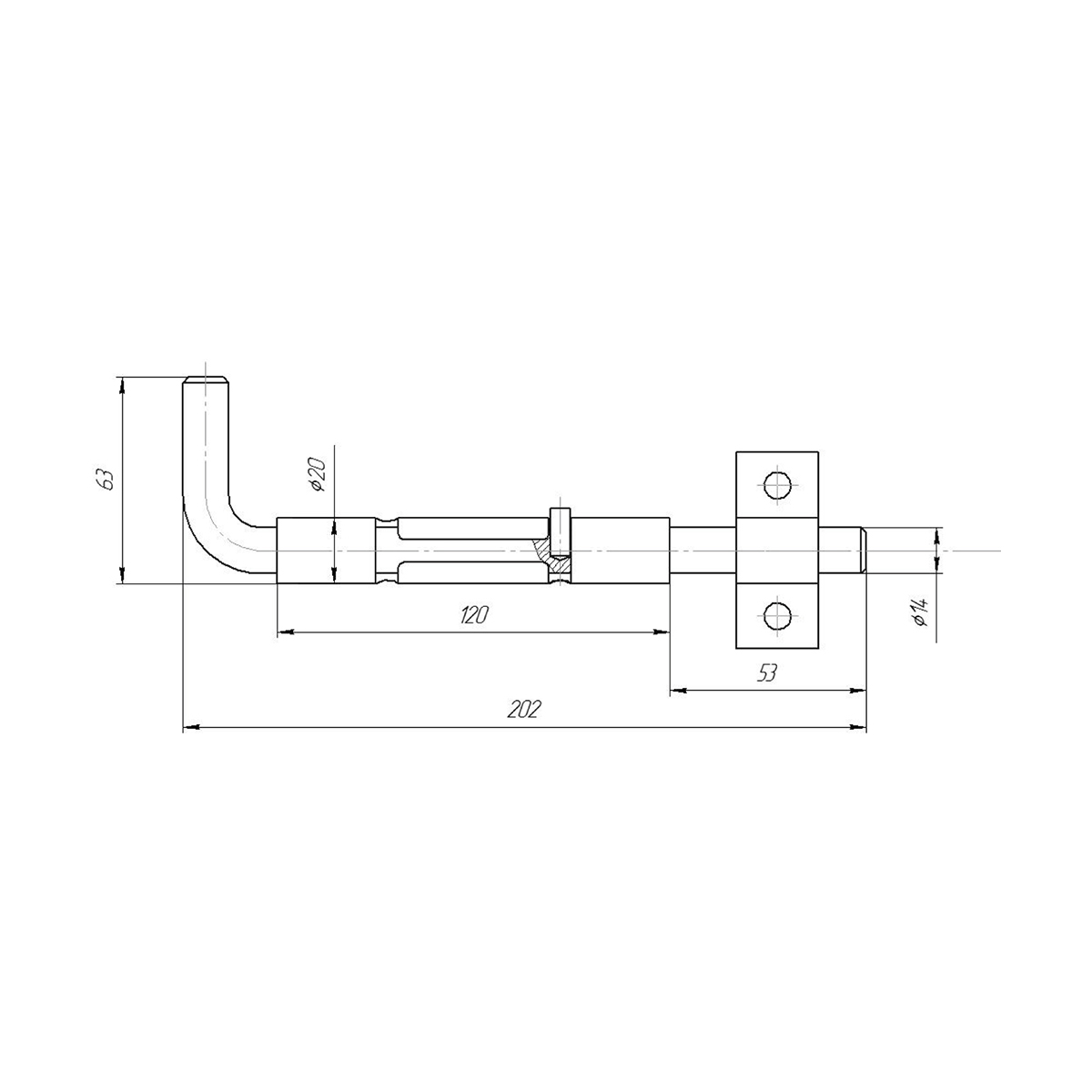 Засов дверной под сварку зд-08  120 мм (30) "секрет"