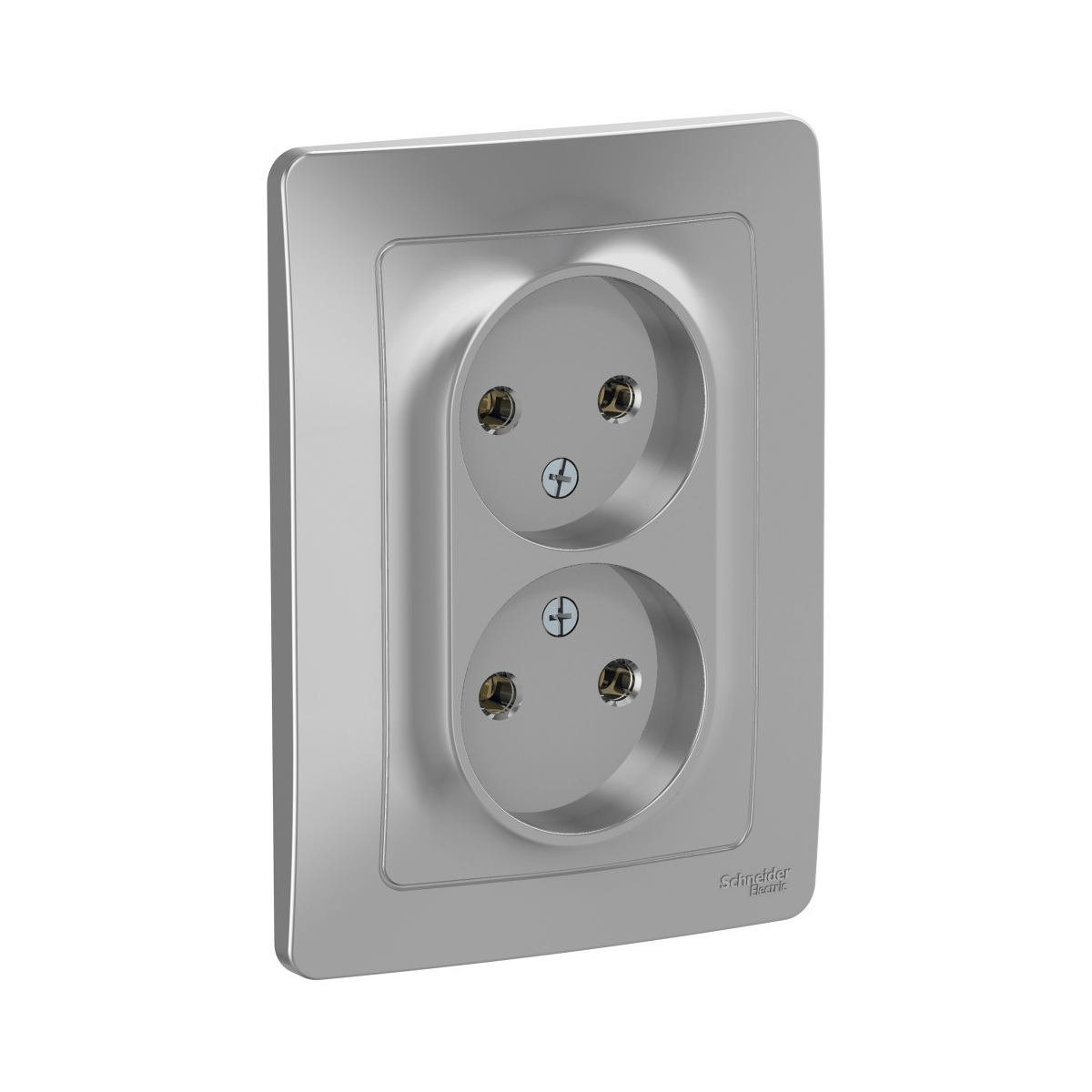 Розетка "blanca" 2-х местн. 16а, алюминий (1/6/12) "schneider"