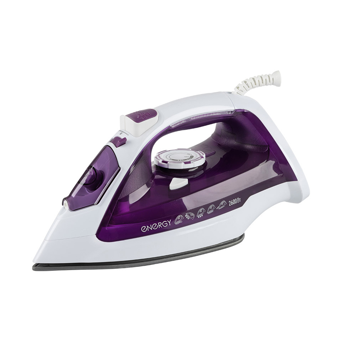 Утюг "energy" en-348  2600 вт подошва керамич. (1/10) бело-фиолетовый