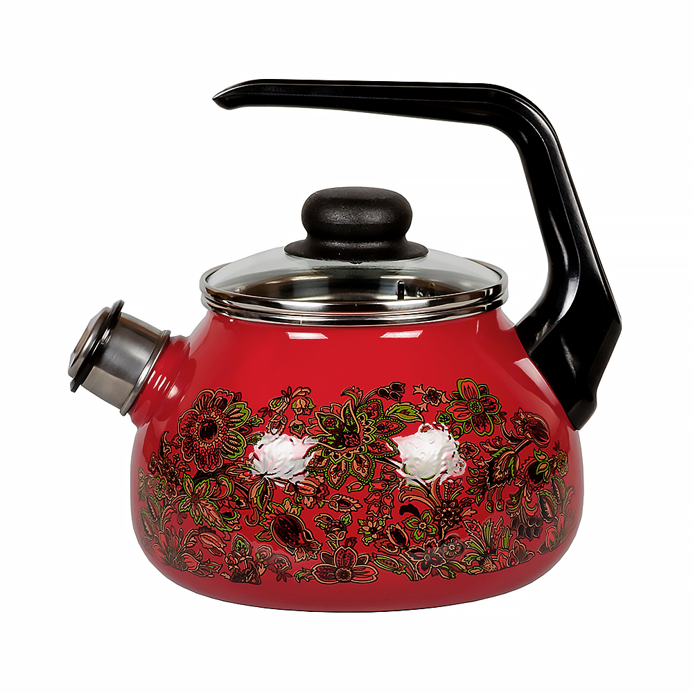 Чайник эмалиров. со свистком "imperio" вишнев. 2 л (1/4) "стальэмаль"  1ra12