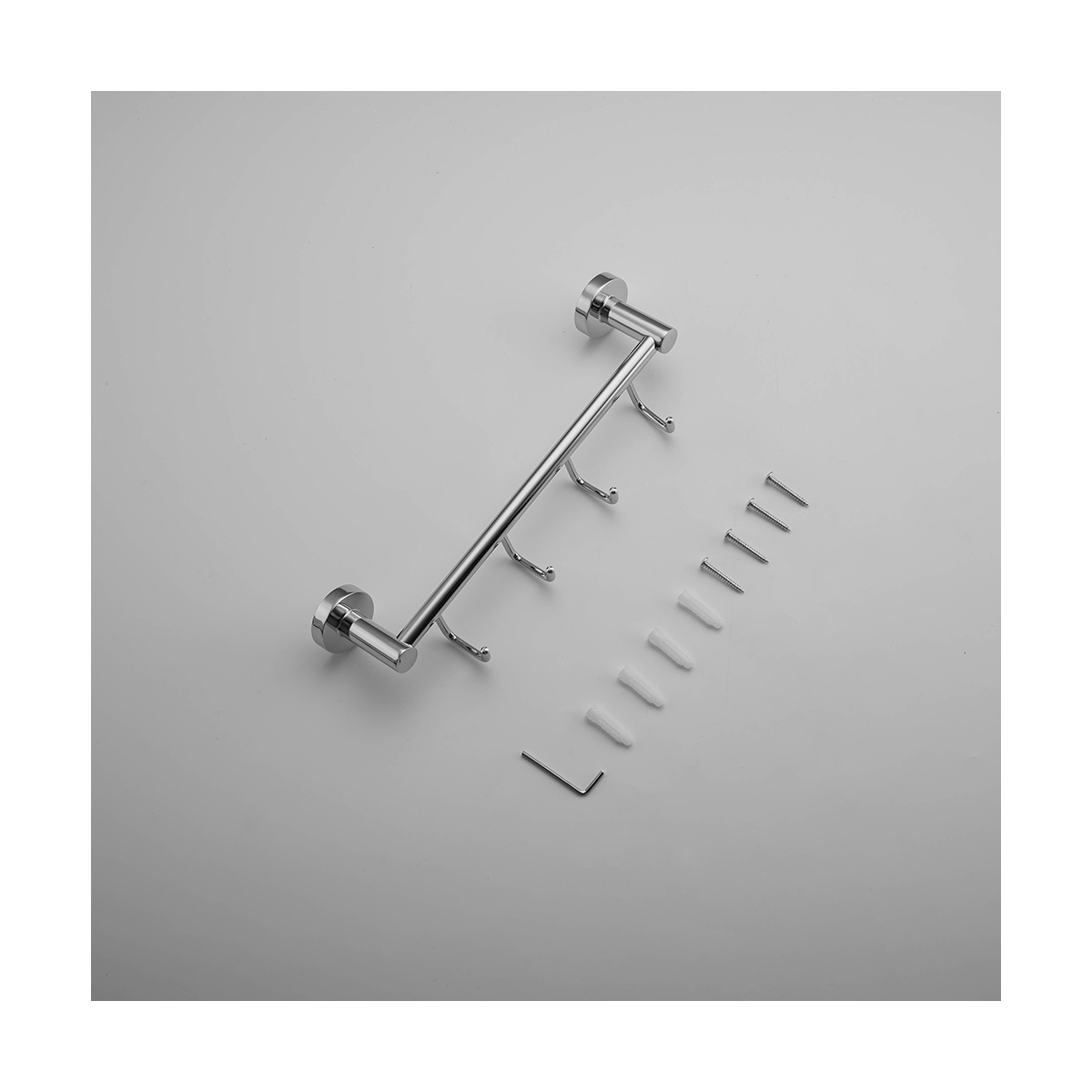 Крючок-вешалка на планке (4 крючка) r15115-4 (нерж.сталь), хром (1/20/40) "frud"