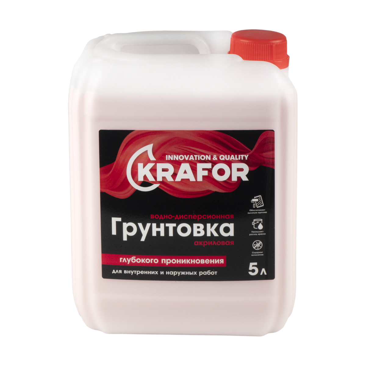 Грунтовка глубокого проник. универс.  5 л (1) "krafor" ( красная этик.)