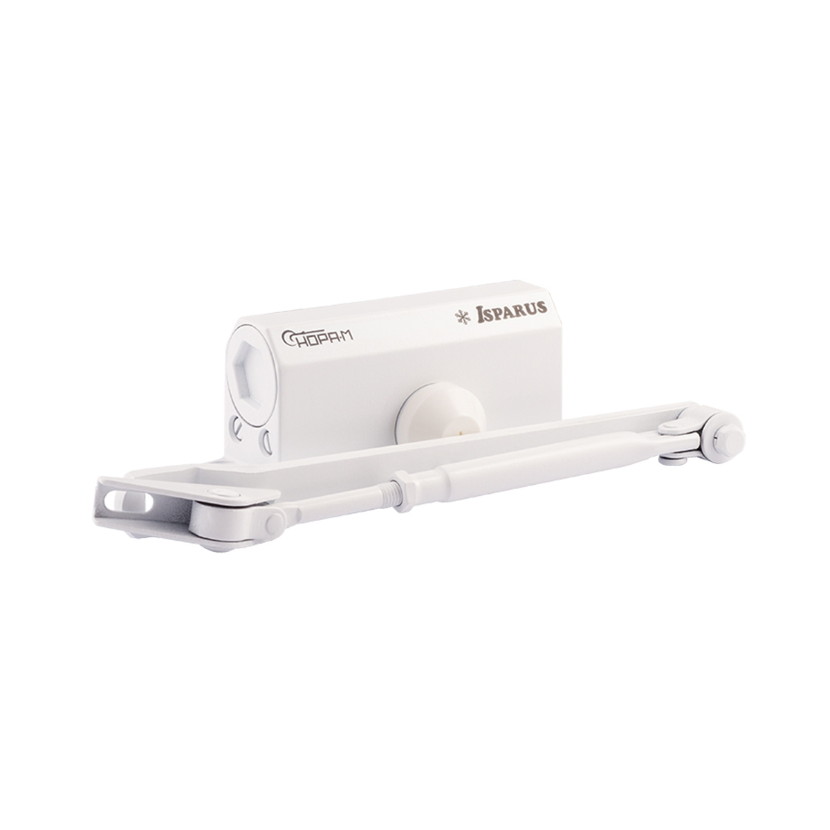 Доводчик дверной  410 isparus белый (масса двери 15-60 кг) (1/10) "нора-м"