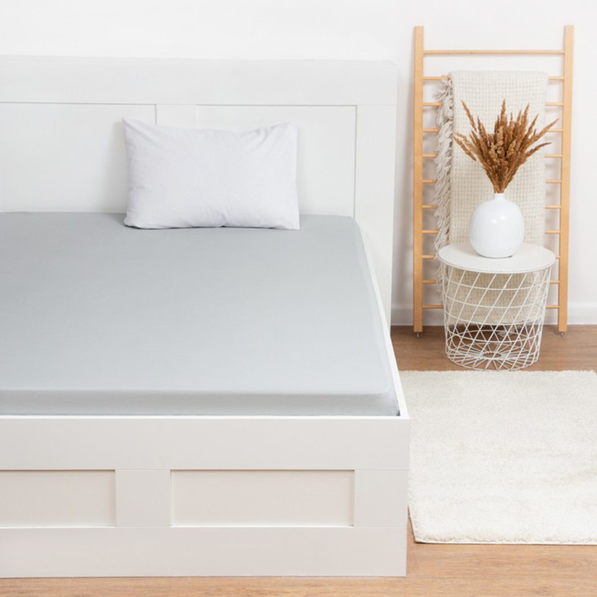 Простыня на резинке "этель" 140*200*25 см светло-серый (бязь) (1) 9046046