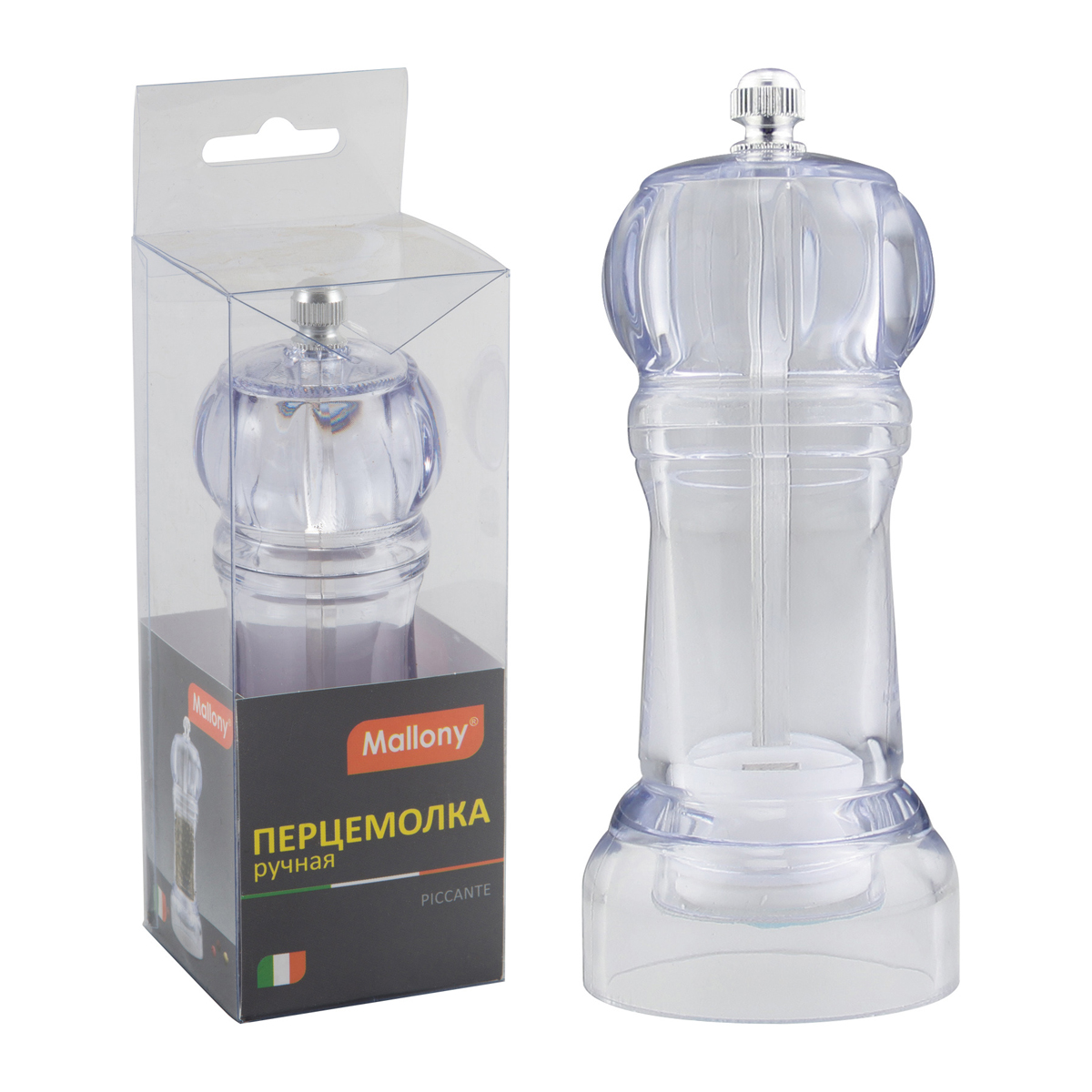 Мельница для специй ручная "piccante" 5*14 см (акрил) (1/12/120) "mallony"