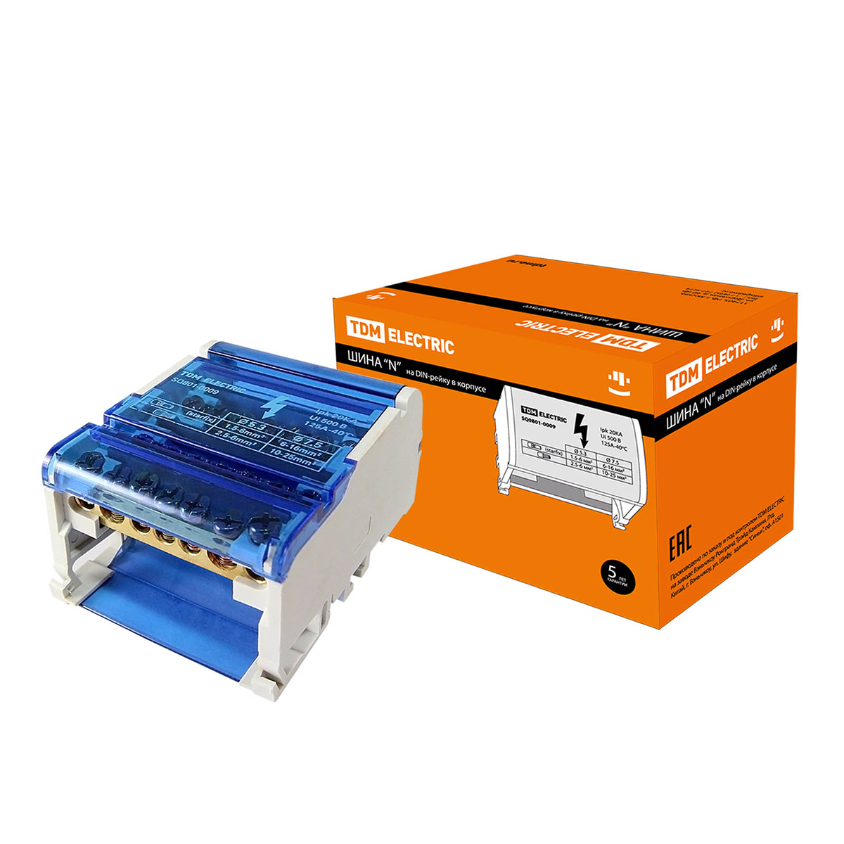 Шина "n" нулевая на din-рейку в корпусе 4 х 7 групп (1/25) tdm sq0801-0009