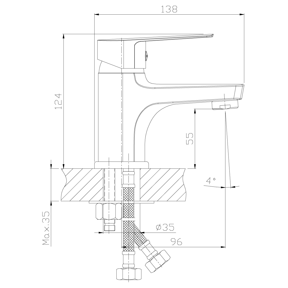 Смеситель для умывальника и биде  s35-15  монолитный (1/12) "rossinka"
