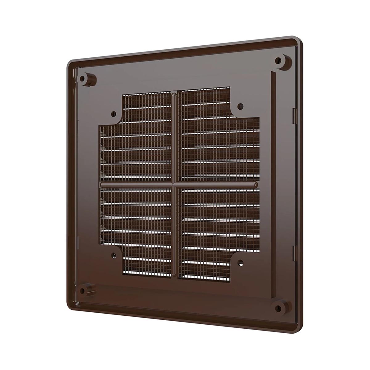Решетка вентиляц. разъемная с сеткой 150 х 150 мм пласт. коричневая (1/60) "эра" 1515р кор