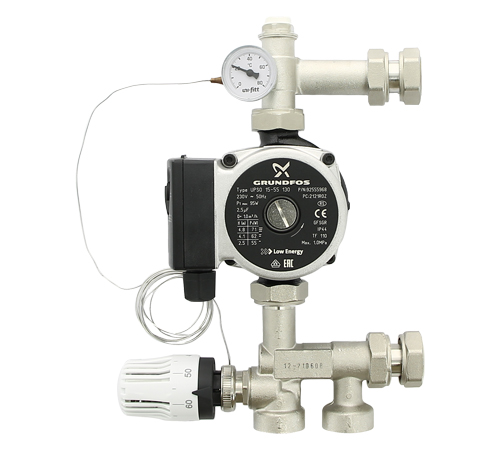 Смесительная группа UNI-FITT SOLOMIX mini c эксцентриком ВР и насосом GRUNDFOS UPSO 15-55 130