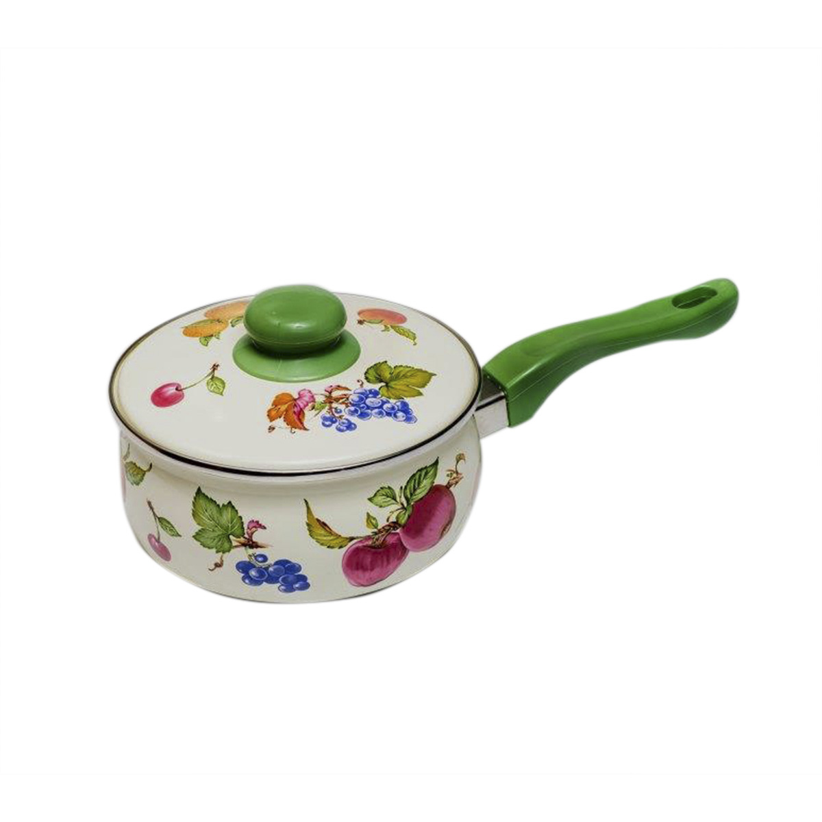 Ковш эмалиров. "фрукты" 1,85 л, 16 см металл. крышка (1/6) "metrot"