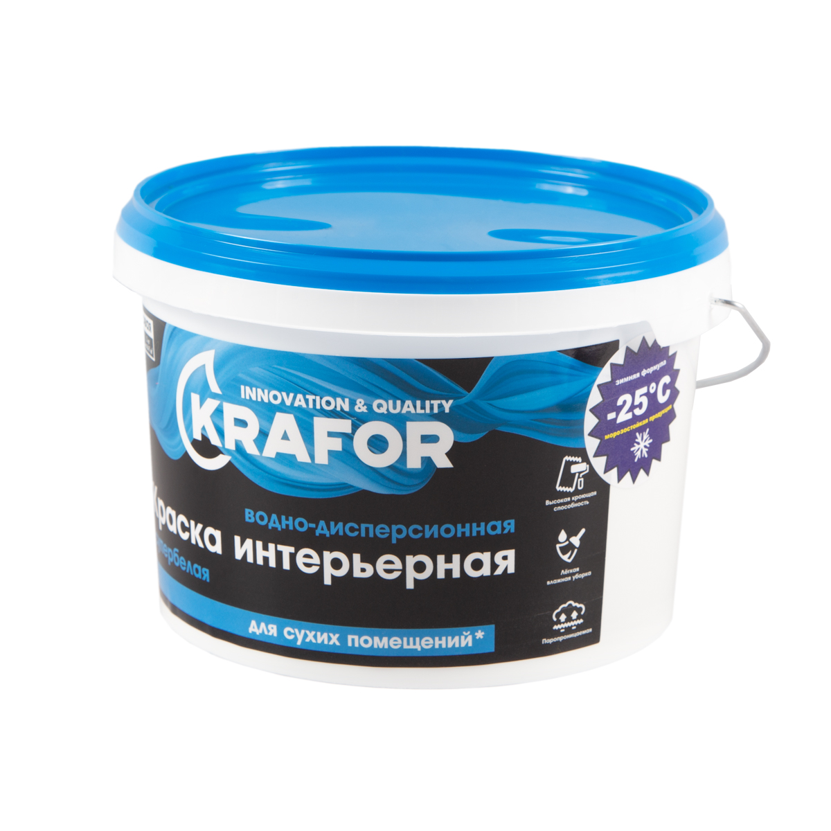 Краска в/д интер.  супербелая  3 кг (1) "krafor"   (син.)