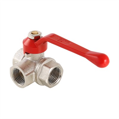 Кран шаровый трехходовой, тип T 1/2'' ВВ ручка VALTEC