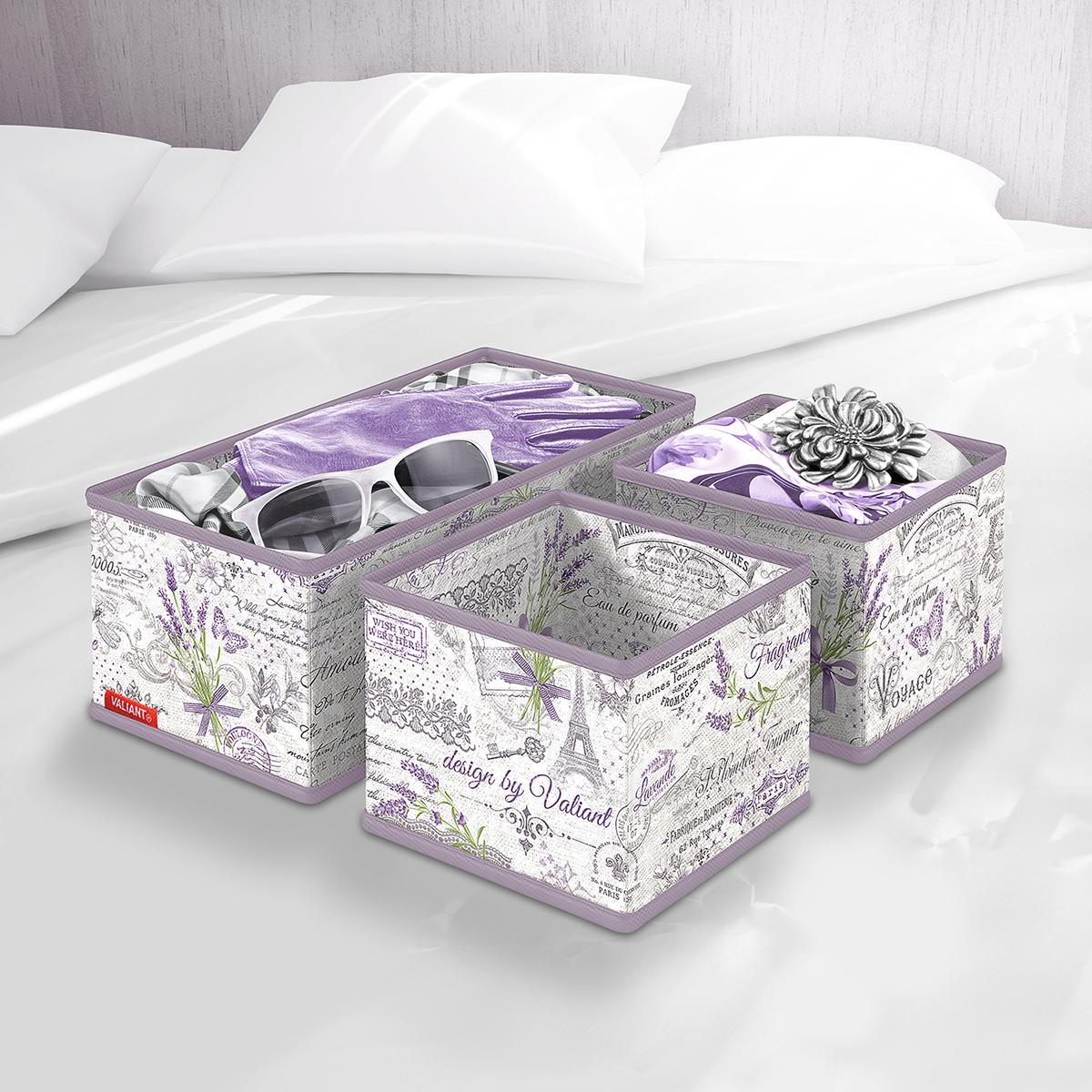 Органайзеры для хранения "lavande" 3 шт. (28*14*11 см; 2 шт. 14*14*11 см) (1/24) "valiant" lv-s3