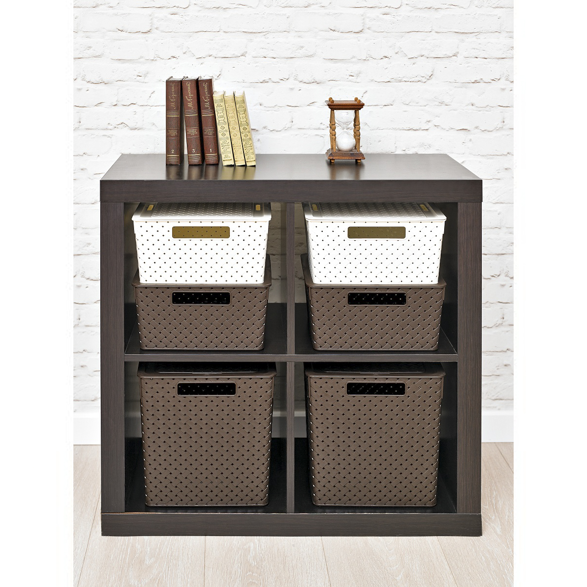 Корзина для хранения с крышкой "береста" 11 л  29,4*29,4*15,1 см (венге) (1/17) "виолет"