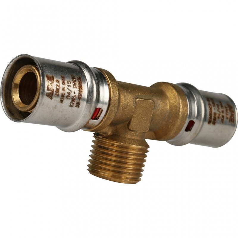 Тройник переходной под пресс 20 х 1/2" х 20 (НР) STOUT для МП труб