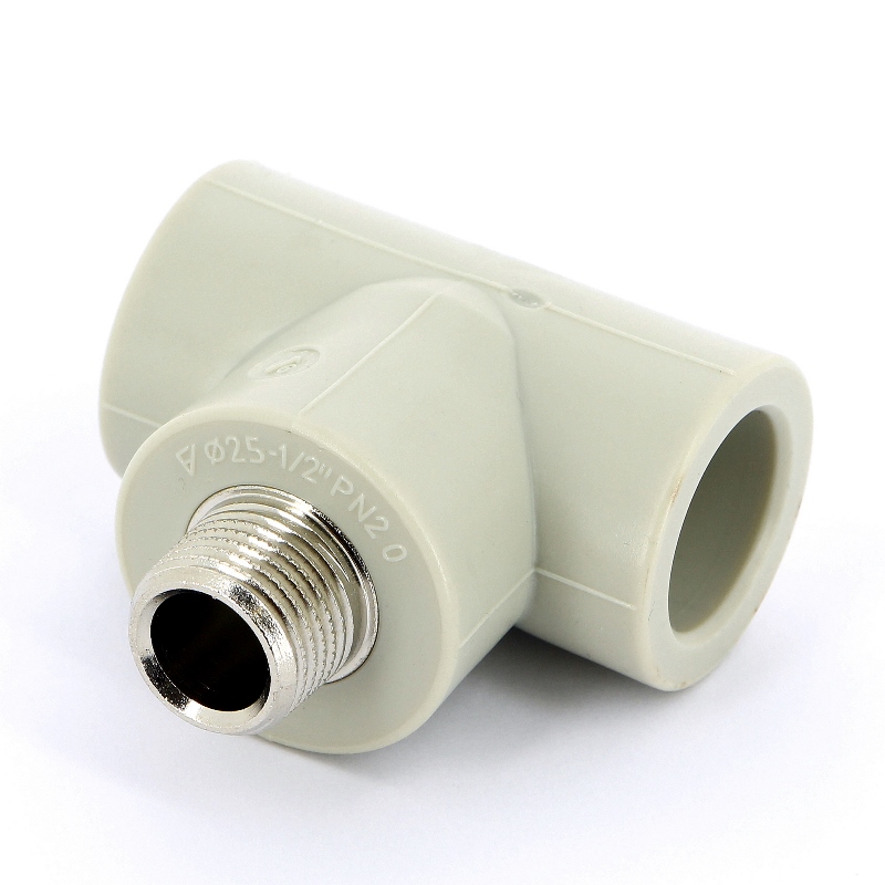 Тройник комб. 25 х 1/2" (НР) полипропилен PP-R FV-PLAST серый