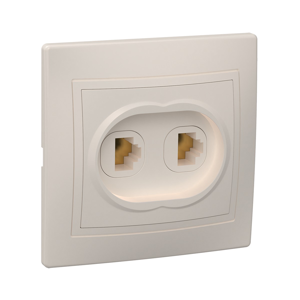 Розетка телефонная "кварта" 2-х местн. рт12-ккм, кремовый (1/10/200) "iek"