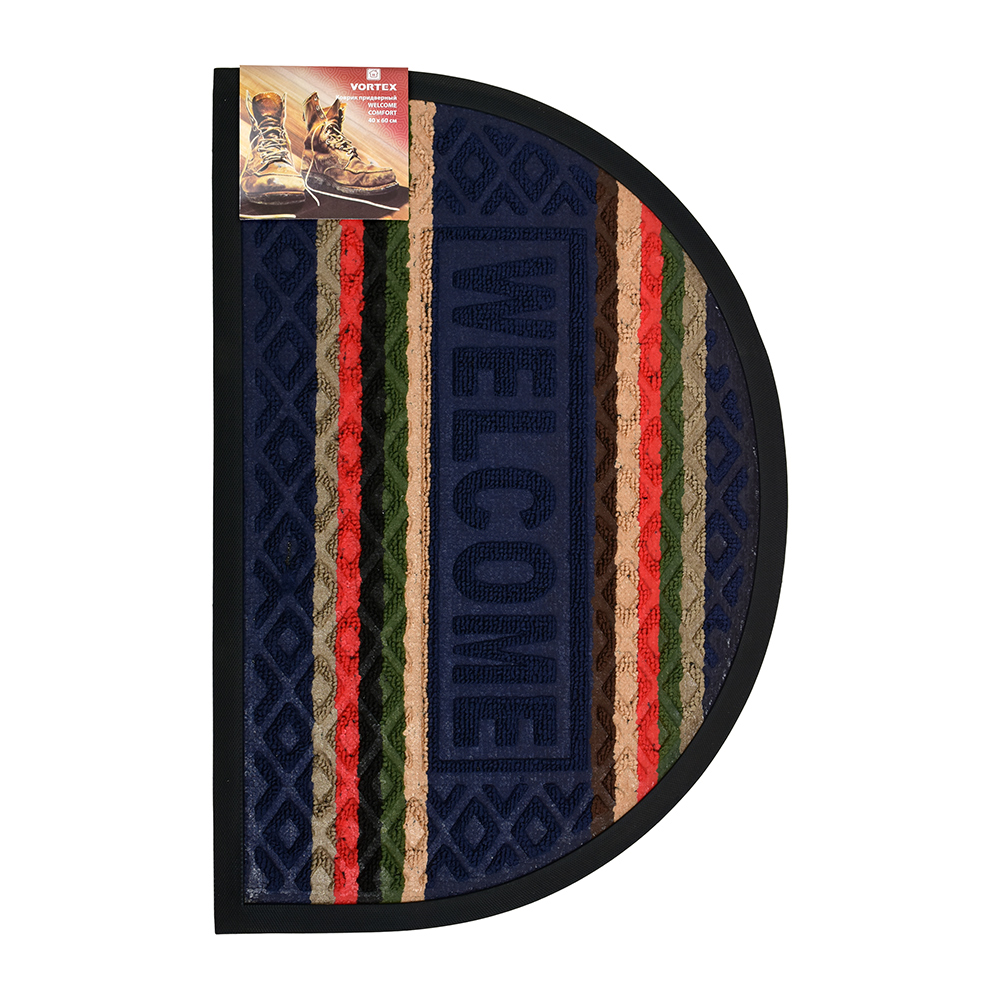 Коврик придверный "comfort" полукруглый 40*60 см "welcomе" (синий) (1/20) "vortex" 22385