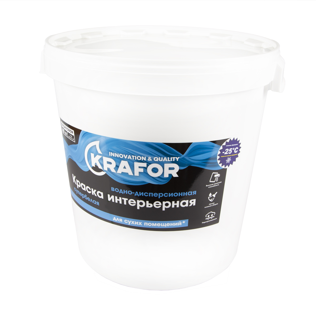 Краска в/д интер.  супербелая 40 кг (1) "krafor"  (син.)