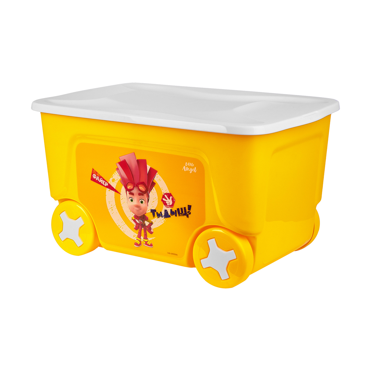 Ящик для игрушек на колесах "фиксики" 50 л (желтый) (1/4) "little angel"  la1323