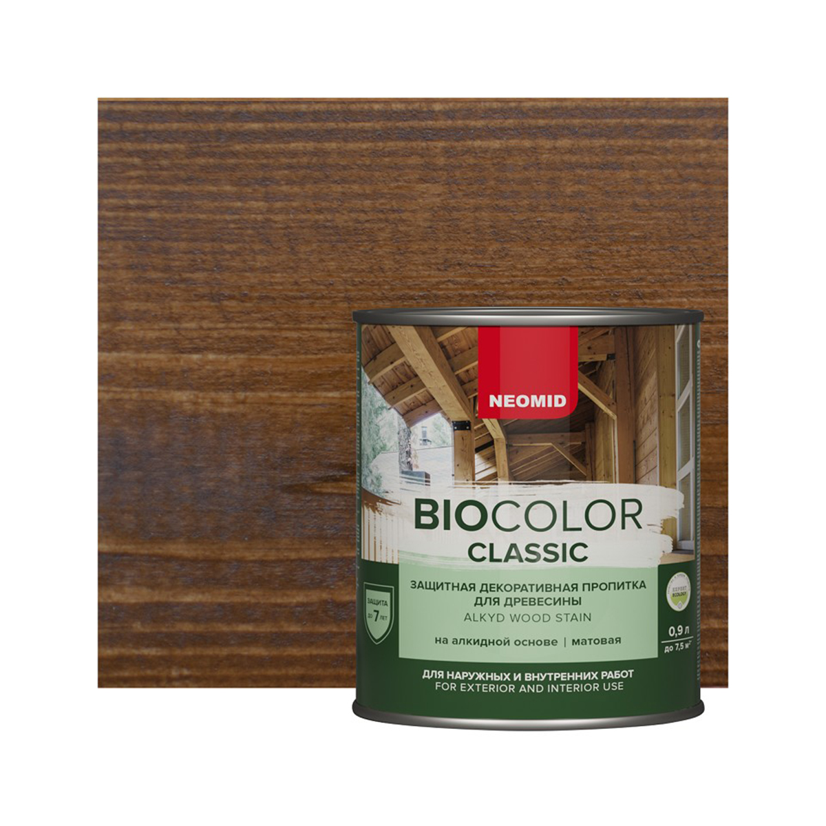 Пропитка защитная декоративная для древесины "bio color classic" 0,9 л орех (1/6) "neomid"