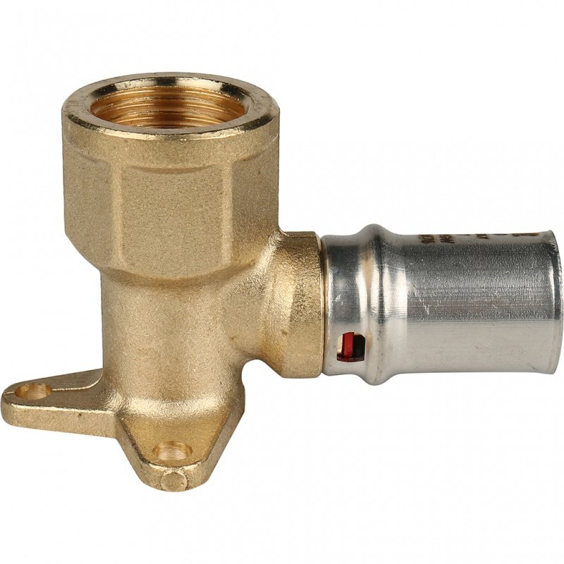 Угольник с креплением на стену 16 х 1/2" (ВР) короткий под пресс STOUT для МП труб