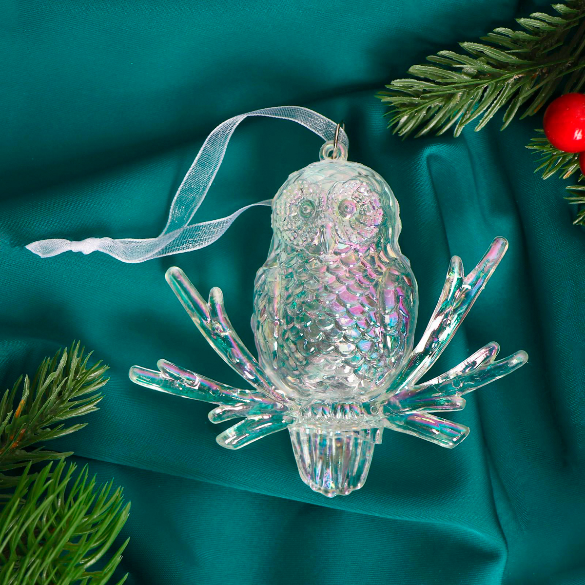 Украшение новогоднее "сова перелив" 9*10 см "зимнее волшебство" 3576032