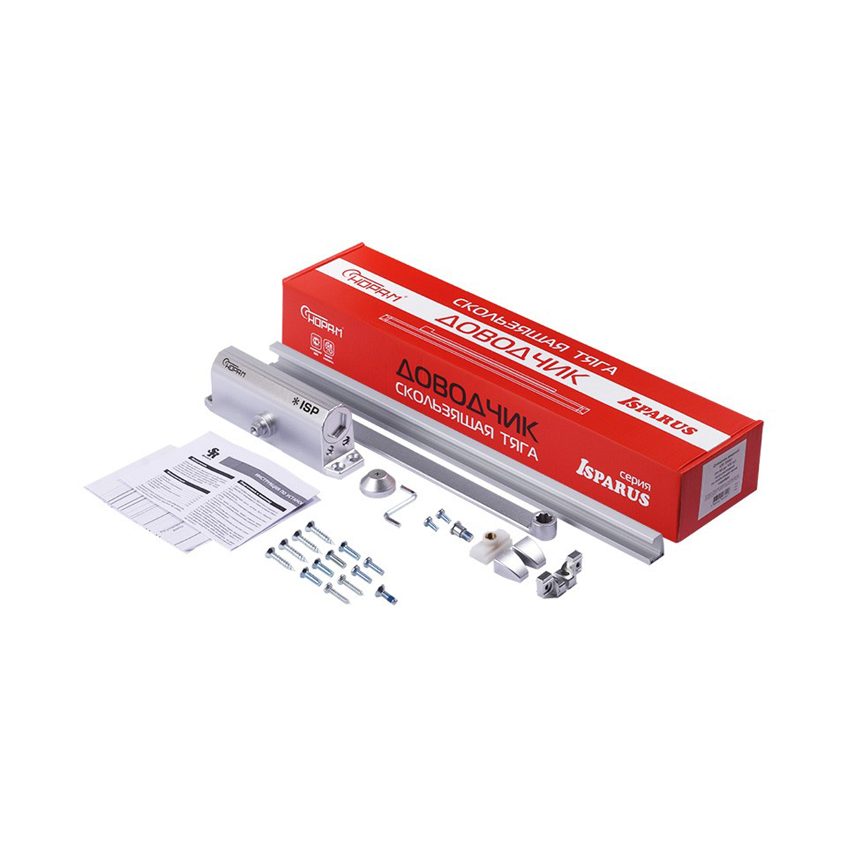 Доводчик дверной  430 isparus slider серебро (масса двери 40-100 кг) (1/10) "нора-м"