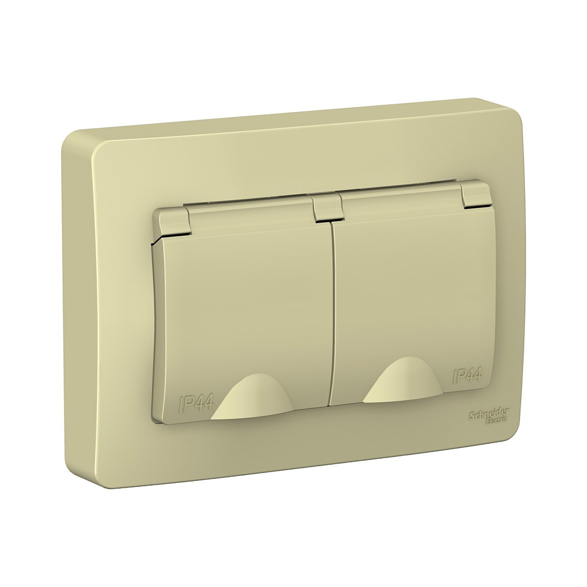 Розетка "blanca" 2-х местн. с заземл, с шторками, с крышками 16а, бежевый (1/5/10) "schneider"