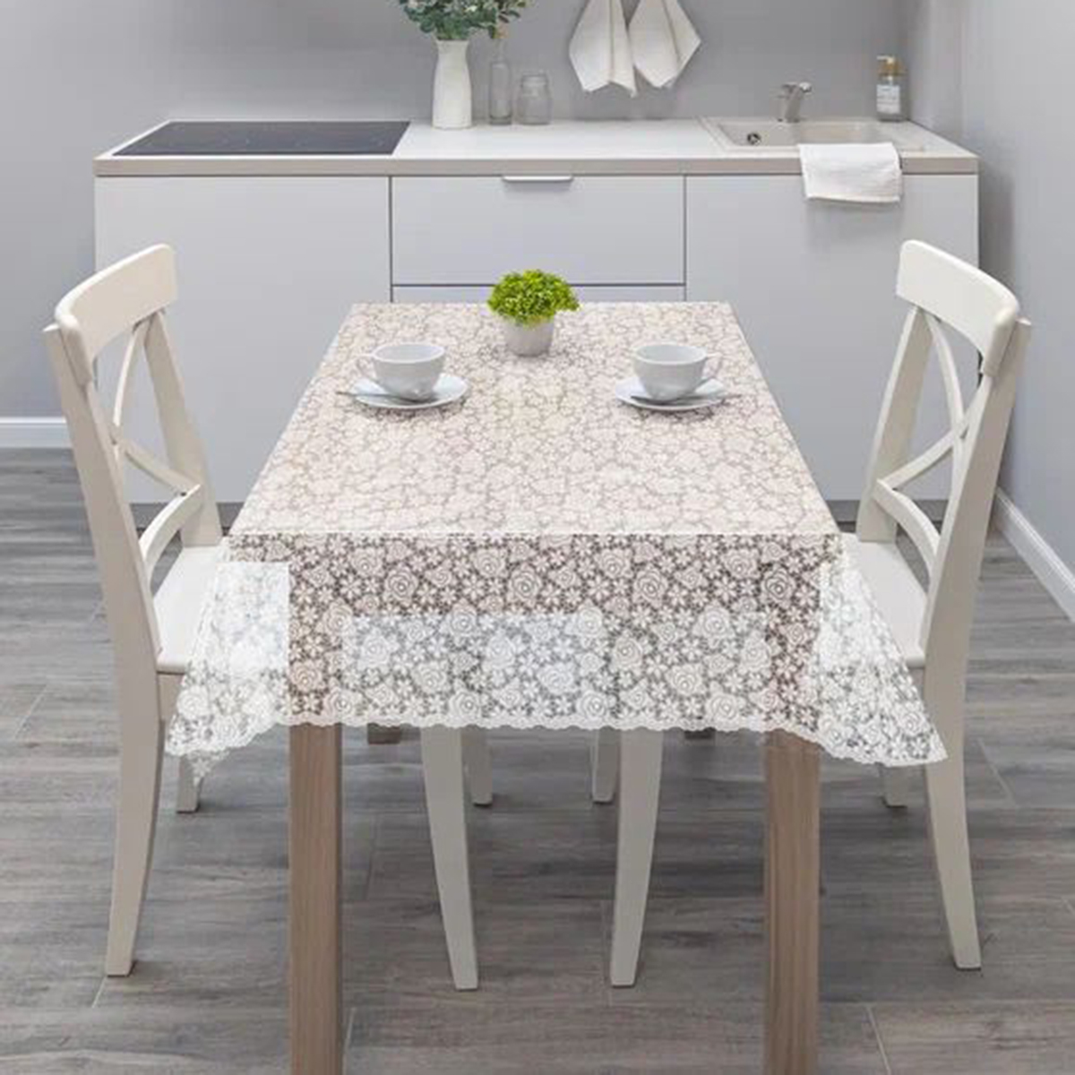 Скатерть пвх "муза" 132*180 см розы (1/12) 013-white