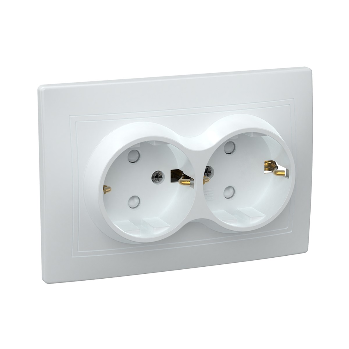 Розетка "кварта" 2-х местн. с заземл, с шторк. рсш12-3-кб, 16а, белый (1/8/160) "iek"