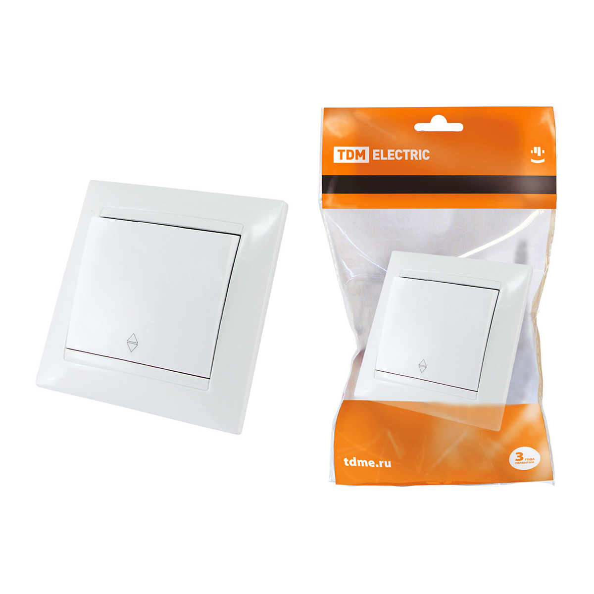 Выключатель проходной 1 кл. 10а "лама" белый (1/10/120) tdm sq1815-0006