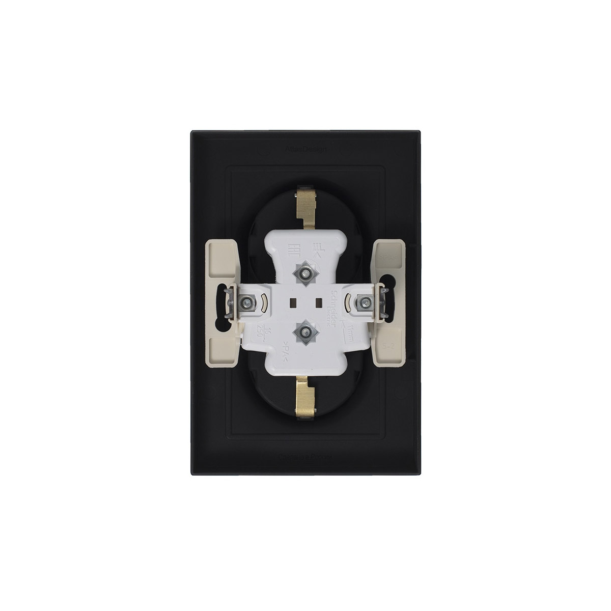 Розетка "atlasdesign" 2-х местн. с заземл. 16а, карбон (1/6/36) "schneider"