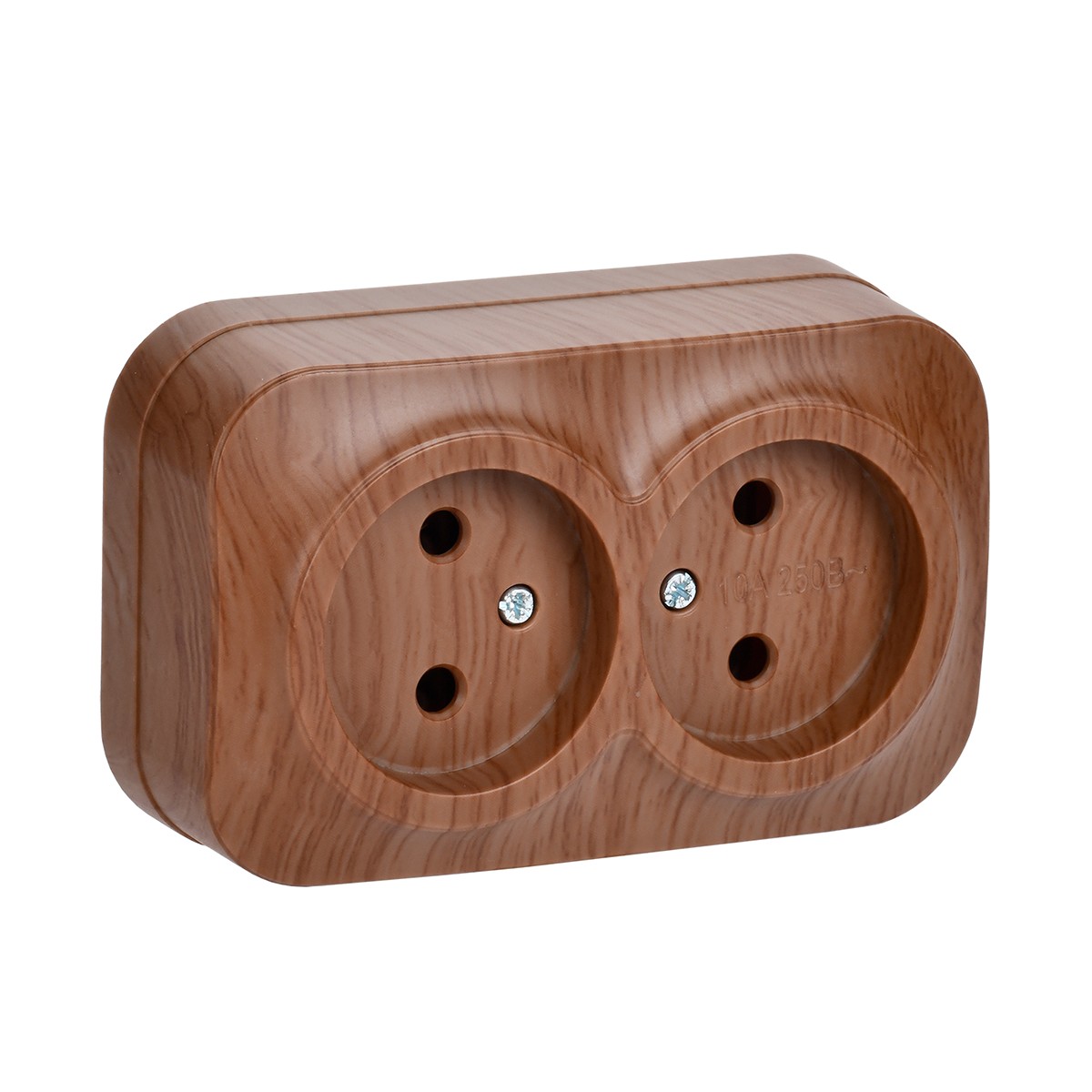 Розетка открыт. уст. "glory" 2-х местн. рс22-2-хд, 10а, дуб (1/24/288) "iek"