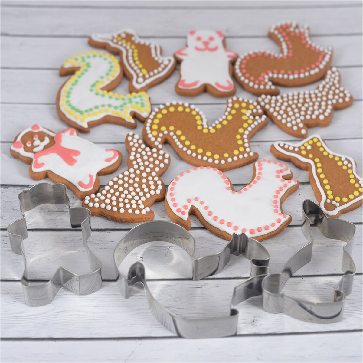 Формы для печенья "пушистая компания" набор 3 шт., нержав. (1/12/144) "мультидом" da8-67