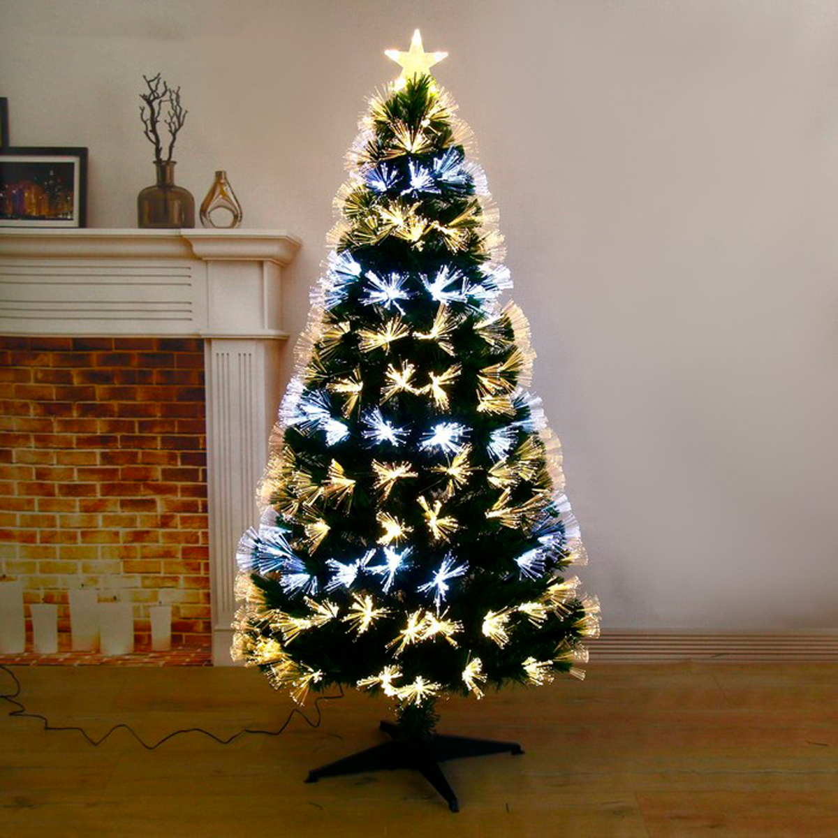 Ель декор. фиброоптич. t846av12-150  150 см, 170 веток (зеленая) "зимнее волшебство" 2338606