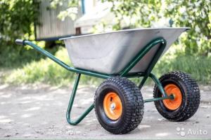 Садовая строительная усиленная рама и колеса двухколесная тачка REZAR 150 л 270 кг