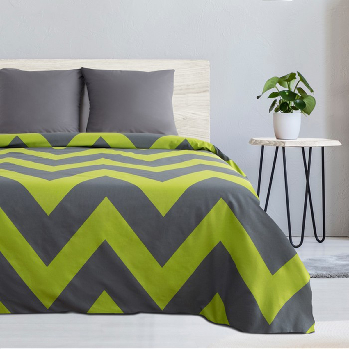 Постельное белье "этель" зеленый шеврон 1,5 сп. (поплин) (1/6) 2565782