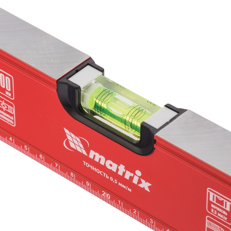 Уровень алюминиевый, фрезерованный, 3 глазка, 400 мм Matrix (34200)