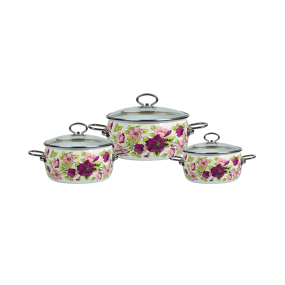 Набор кастрюль эмалиров. №13 "violeta" белосн. (2 + 3 + 4 л) "стальэмаль"  1da135s