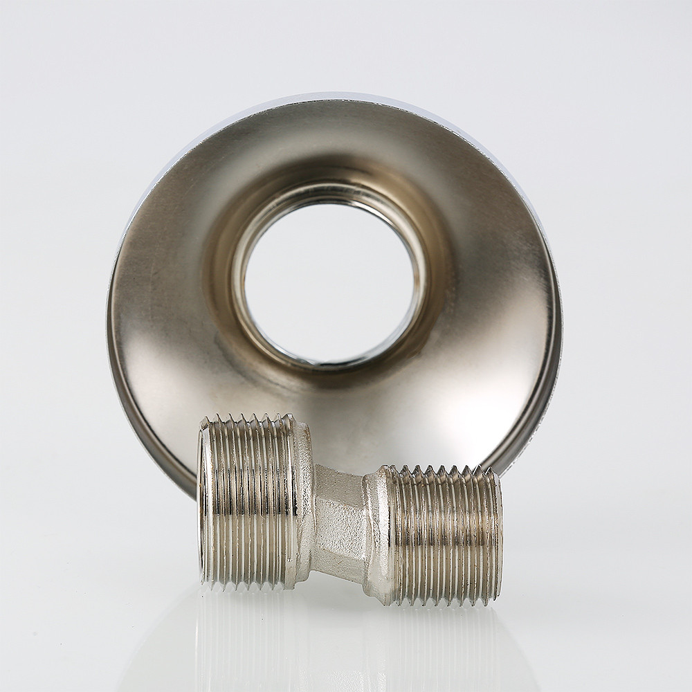 Эксцентрик резьбовой 3/4" х 1/2" (НР) с декоративной чашкой 25 мм латунь-никель VALTEC (VTr.670.N.05