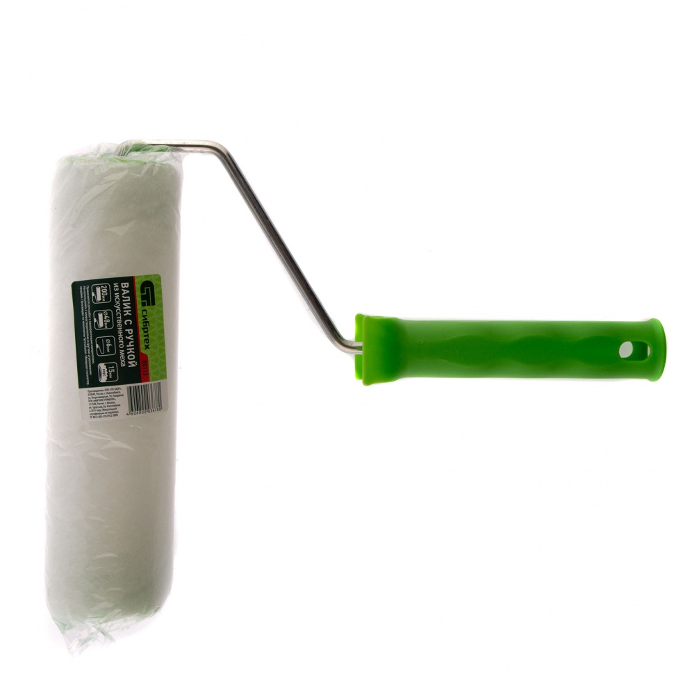 Валик "Искусственный мех" с ручкой, 200 мм, ворс 15 мм, D 48 мм, D ручки 6 мм, полиэстер Сибртех (80113)