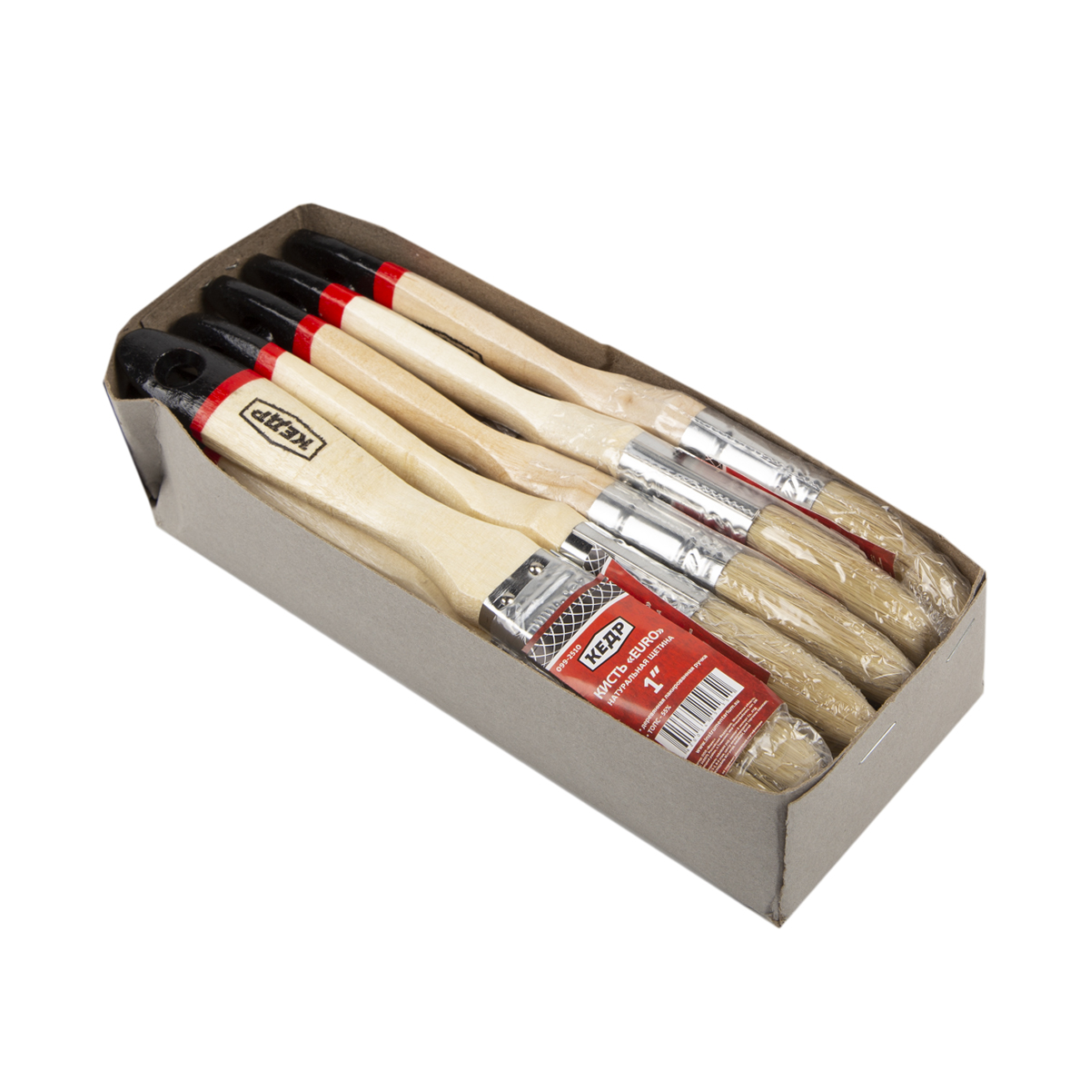 Кисть плоская "евро" №1 /25 мм (12/600) натур.щетина, дерев.ручка "кедр"  099-2510