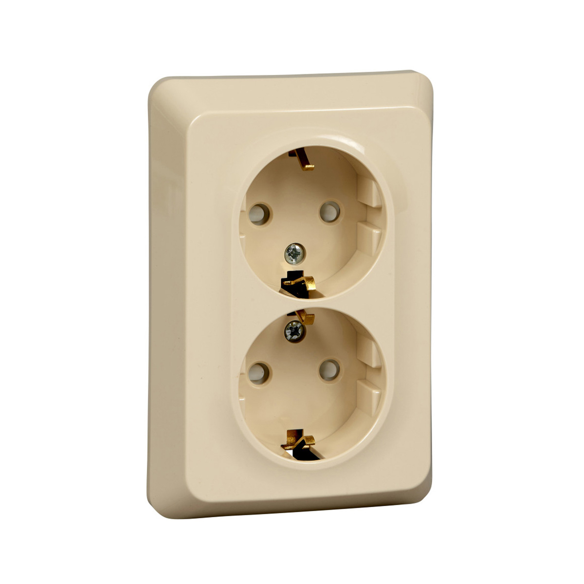 Розетка "этюд" 2-х местн. с заземл, с шторками 16а, кремовый (1/10/60) "schneider"