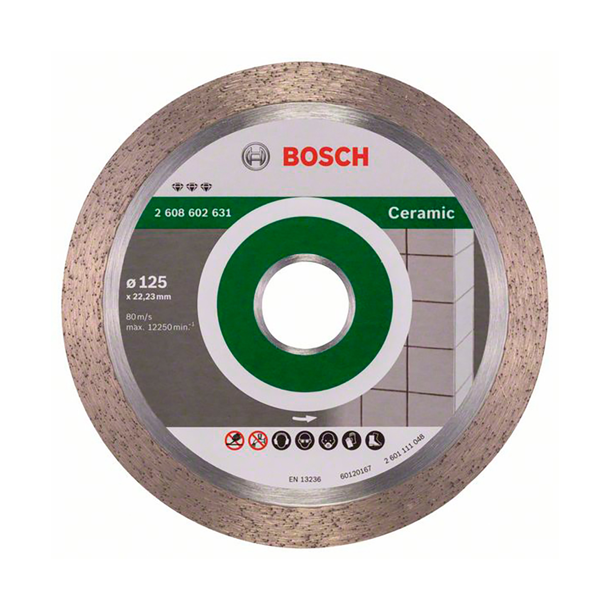 Круг отрезной алмазный по керамике 125 х 1,6 х 22,2 мм (1) "bosch" 2608602631