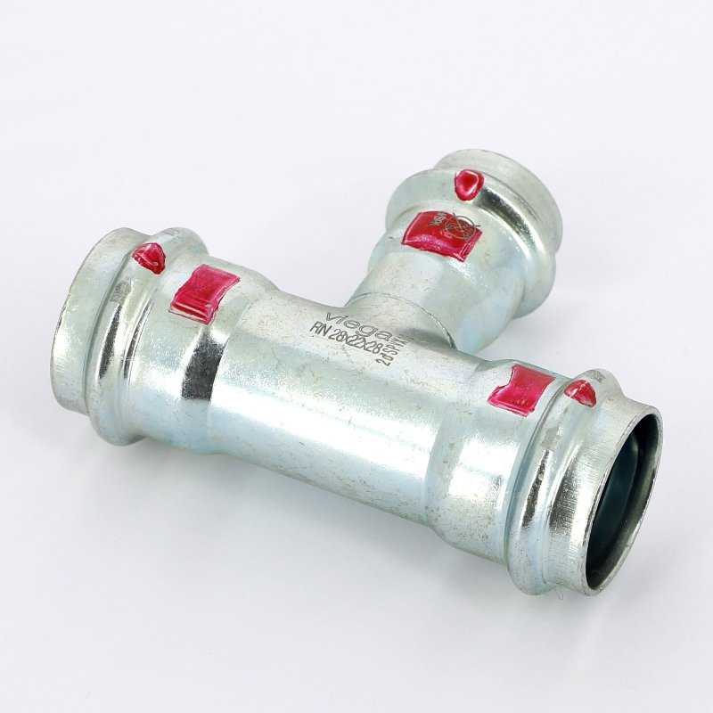 Тройник пресс 28x22x28 оцинкованная сталь Prestabo VIEGA